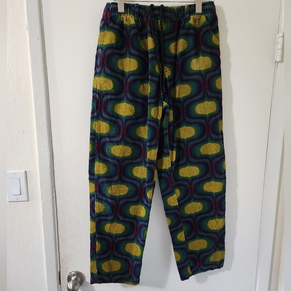 Urban Outfitters Unisex Corduroy Pschedelic Rainbow Drawstring Beach Pants M - Picture 2 of 11